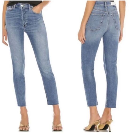 RE/DONE High Waisted Button Fly Debim Jeans Size 29 Medium Wash - Picture 1 of 8